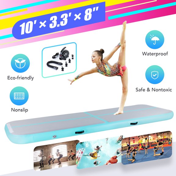 Preenex Air Track Inflatable Home Gymnastics Tumbling Mat 1Min Inflation& Deflation