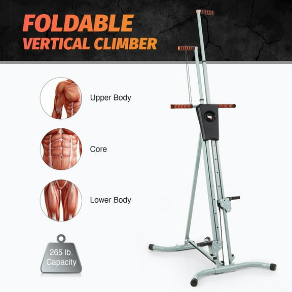 Preenex Vertical Climber and Folding Indoor Exercise Fitness Stair Stepper Machine