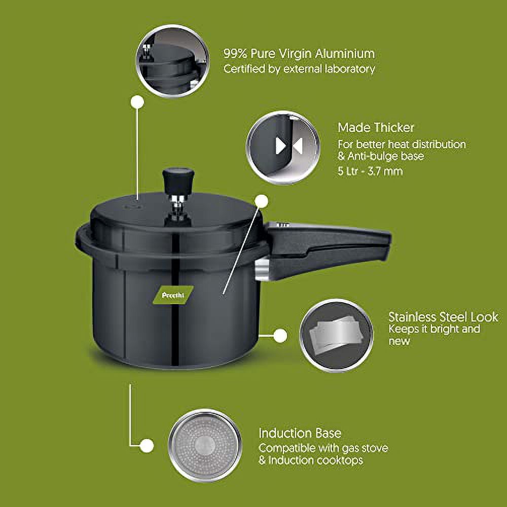Preethi Hard Anodized Induction Base Outer Lid Pressure Cooker 5 Litres Walmart
