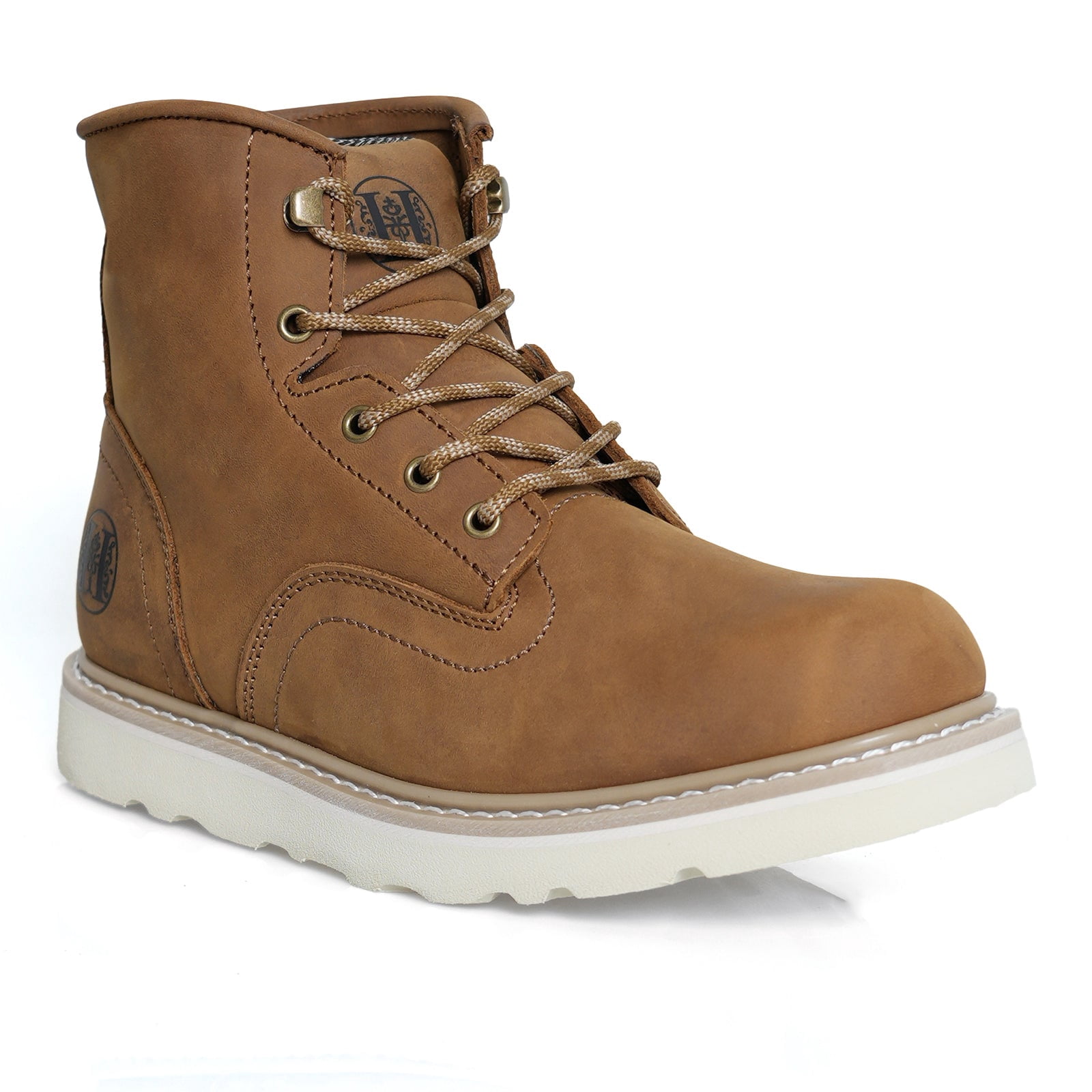 DIEHTECHRA Men's 6" Soft Toe Crazy Horse Leather Work Boots, VB805, Size 9.5D
