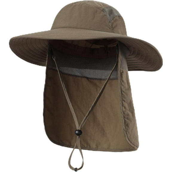 Prefer Mens UPF 50 Sun Protection Cap Wide Brim Fishing Hat with Neck Flap Sun Hat for Men Women