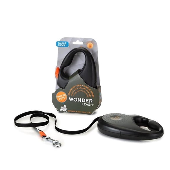 Prefer Pets 006BK 6.6 x 4.6 x 1.5 in. Tangle Free Retractable Leash, Black