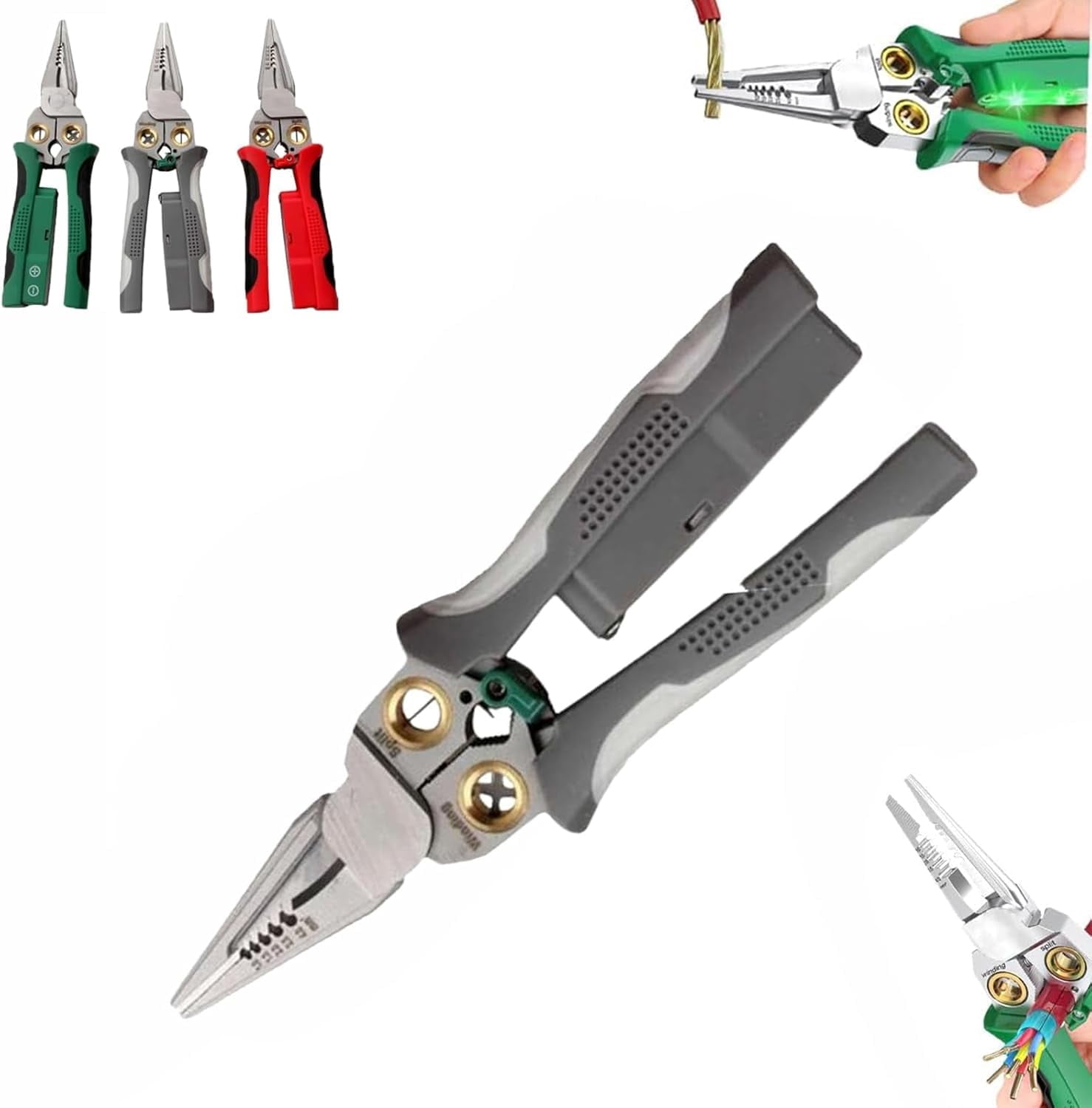 Preferablen 8 In 1 Wire Stripper Twister, 8 In 1 Wire Stripping Pliers, 2025 New 8 In 1 Wire Stripper With Voltage Tester, Electrical Pliers For Wire Cutting-Pulling And Crimping  Gray