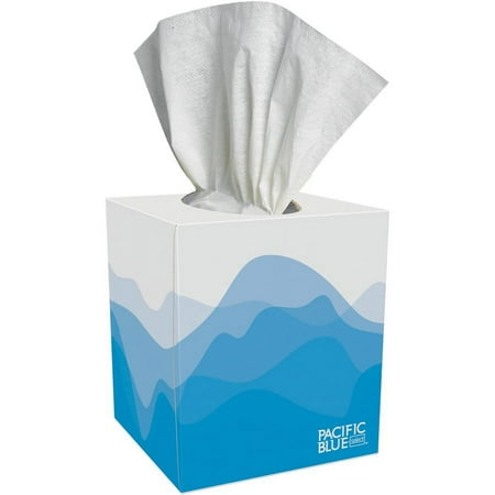Preference Cube Box Facial Tissue by GP Pro - 2 Ply - 7.65" x 8.85" - White - Soft, Absorbent - 100 Per Box - 1 Box | Bundle of 5