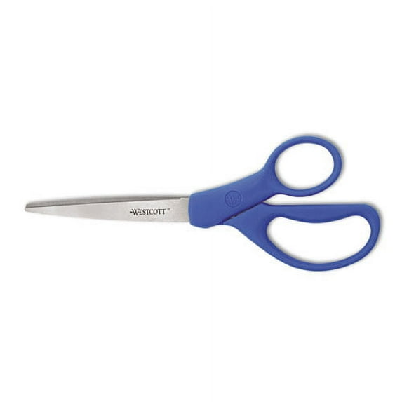 Preferred Line Stainless Steel Scissors, 8" Long, 3.5" Cut Length, Blue Straight Handle | Bundle of 2 Each