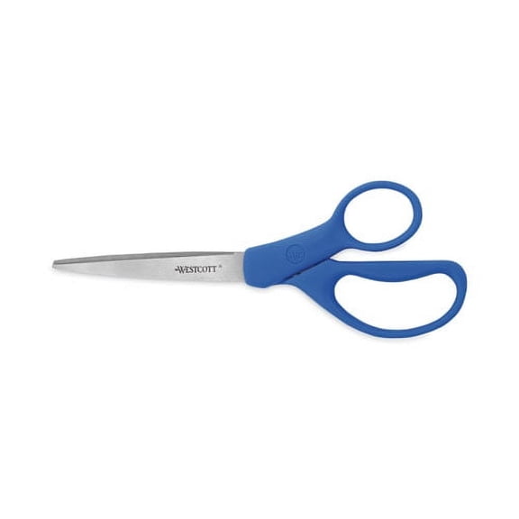 Preferred Line Stainless Steel Scissors, 8" Long, 3.5" Cut Length, Blue Straight Handles, 2/pack | Bundle of 10 Packs