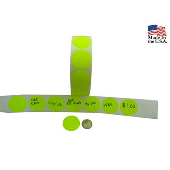 Preferred Postage Supplies (504) Color Coding Labels + (504) Water Proof Seals Super Bright Neon Yellow Round Circle Dots For Organizing Inventory 1.5 Inch 1008 Total Adhesive Sticker