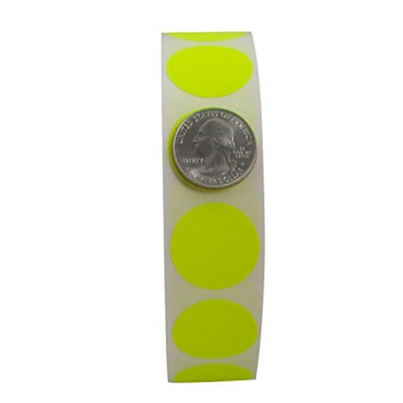 Preferred Postage Supplies Color Coding Labels Super Bright Neon Yellow Round Circle Dots For Organizing Inventory 1 Inch 1,500 Total Adhesive Stickers