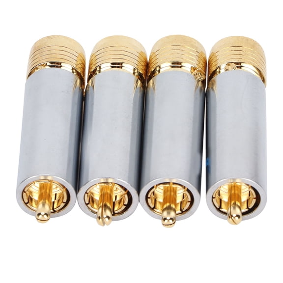 Preffair 4PCS R1722 Audio Connector Gold Plated Self Locking Solderless RCA Plug for Signal Coaxial Line Gray with Red Blue Logo (0.47 inches / 12 mm)