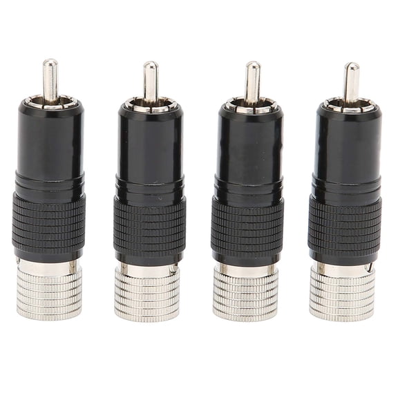 Preffair 4PCS RCA Lotus Plug Rhodium Plated Brass Solder Free 10MM RCA Plug Connector for Audio Equipment Black Red Black White No Welding R1738 - 5.91 inches / 15.00 cm Length