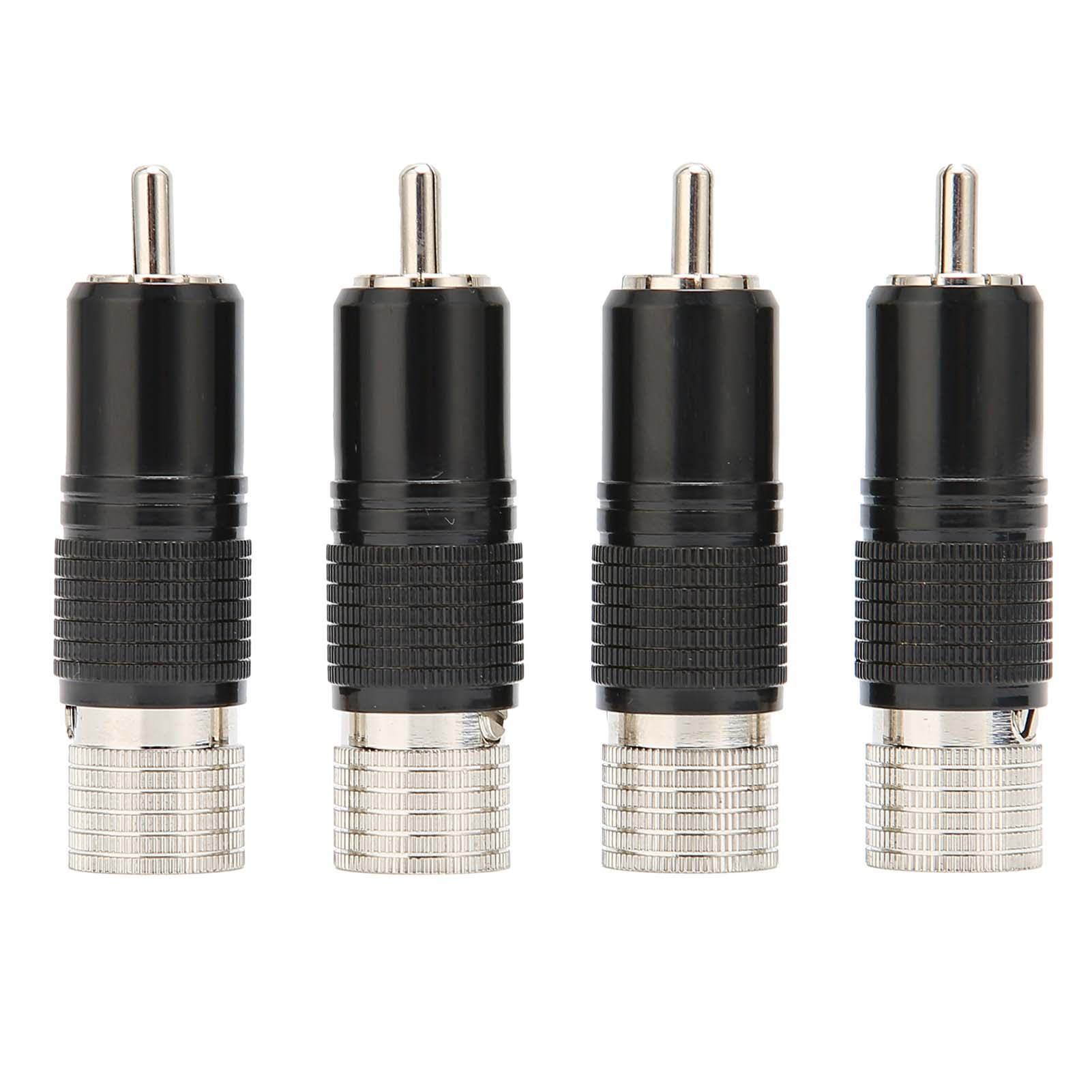 Preffair 4PCS RCA Lotus Plug Rhodium Plated Brass Solder Free 10MM 