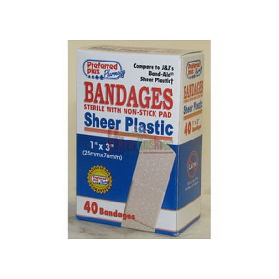 Preffered Plus Bandages Sheer Plastic 1 - 40 Ea