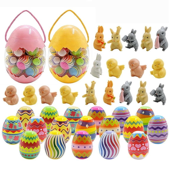 Prefilled Easter Eggs with Stuffed Animals,Plastic Easter Eggs Filled with Bunny Toys,Empty Easters Egg for Basket Stuffers,Easters Egg DIY Prefilled for EasterHunt Supplies