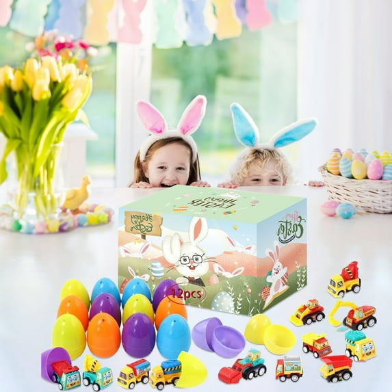 Prefilled Easter Eggs, With Pull Back Cars Inside, For Children's Fun