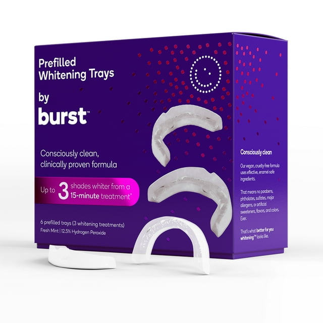 Prefilled Whitening Trays by Burst with 3 Treatments, Fresh Mint, 3