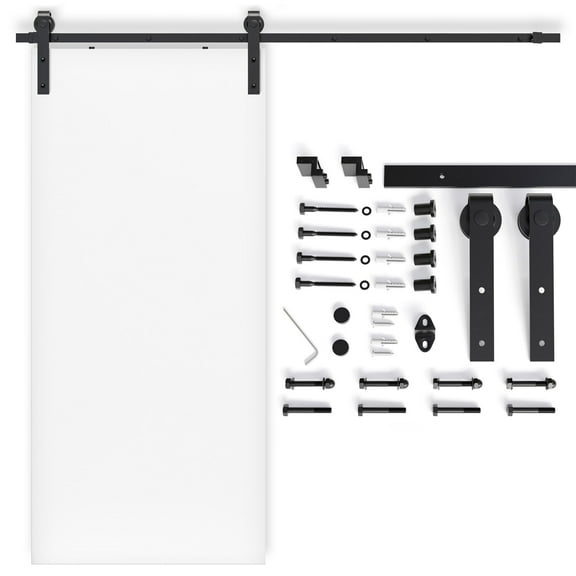 Prefinished Aurora White Flush Wood Barn Door 80'' Height by Villar Home Designs 18'' X 80''