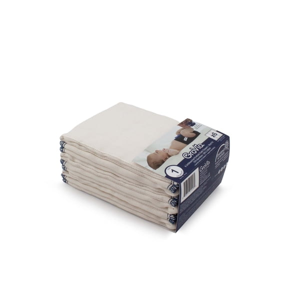 GroVia Reusable Unbleached 70% Viscose of Rayon From Bamboo / 30% Cotton Prefold Cloth Diapers (6pk) - Size 1 : Newborn