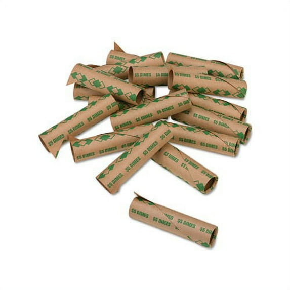 Preformed Tubular Coin Wrappers Dimes, 5, 1000 Wrappers/Carton