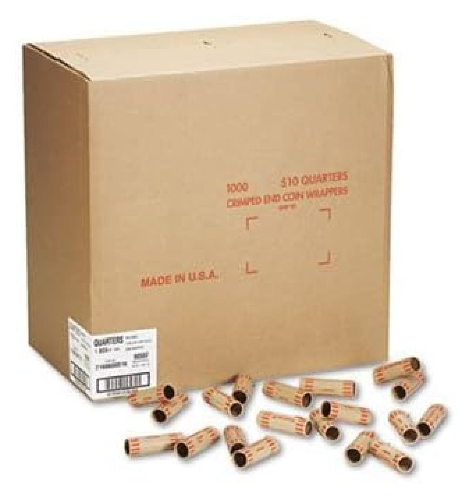 Quarter Coin Wrappers - Preformed Tubular, 1000/Box, Easy - Fill Crimped End