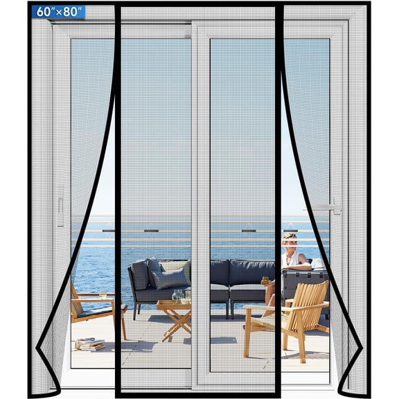 Preframed Window & Door Screens Black Fit Door Size 60×80 Inch Screen Size 62×82 Inch