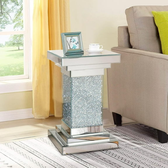 Pregaspor Indoor Modern High-Quality Glass Square End Table, Silver