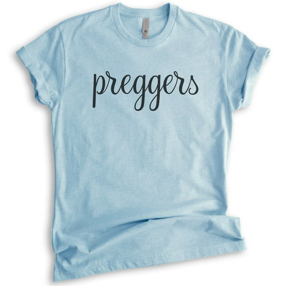 Preggers T-shirt, Unisex Women's Shirt, Pregnancy Shirt, New Mom Shirt, Baby Announcement Shirt, Heather Light Blue, XX-Large