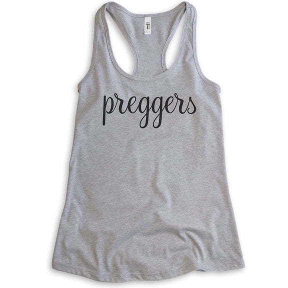 Preggers Tank Top, Ladies Racerback Tank Top, Pregnancy Tank, New Mom Tank, Baby Announcement Tank, Heather Gray, Medium