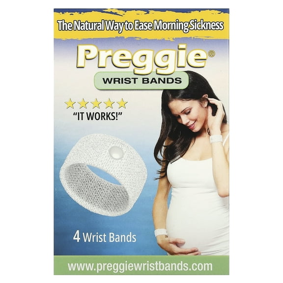 Preggie Wrist Bands, White, 4 Wrist Bands
