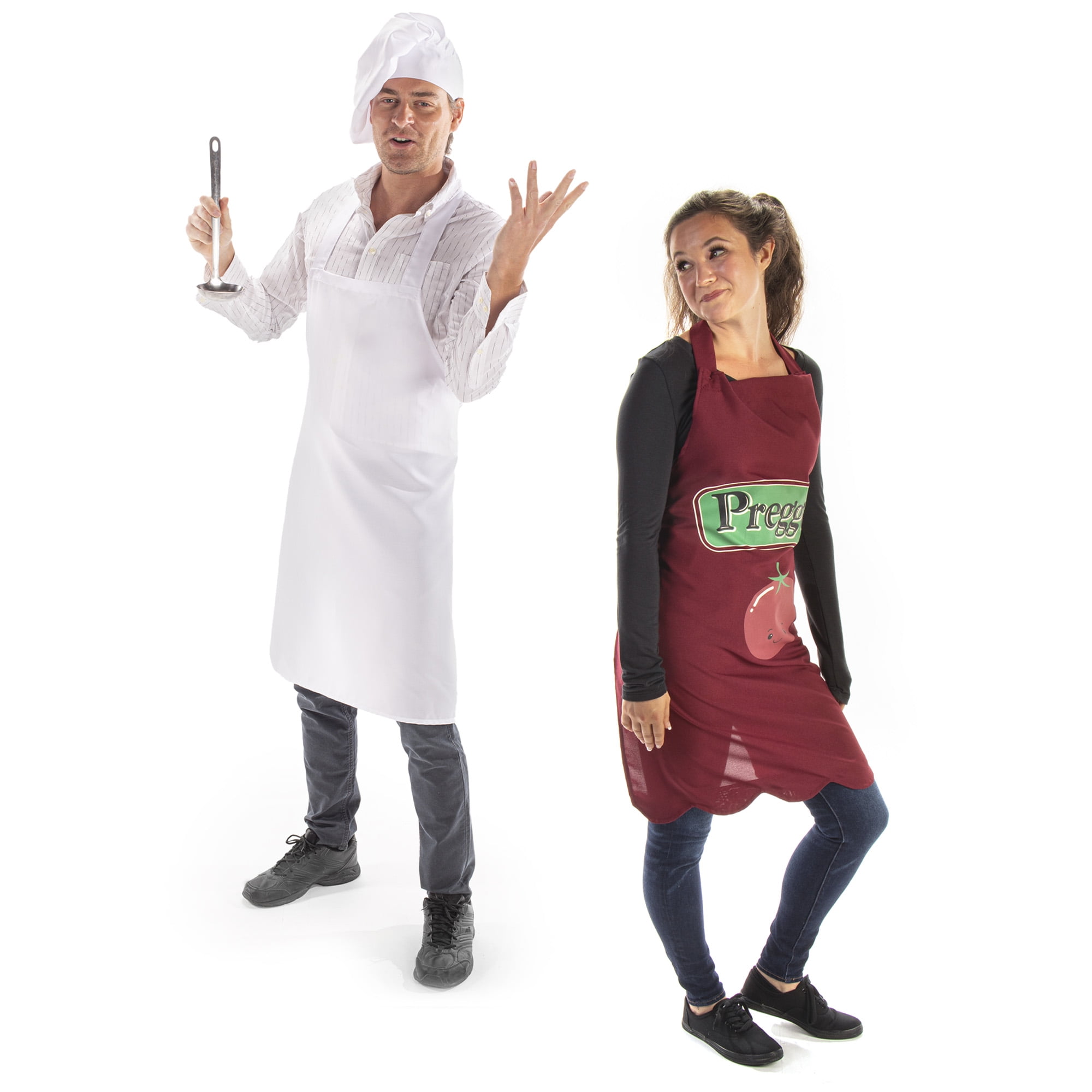 Chef Essentials Halloween Costume - Funny Unisex White Cook Apron & Hat  Uniform