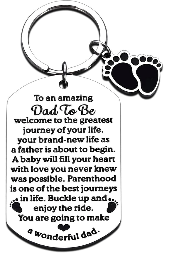 Pregnancy Announcement Gift for 1st Time Dad Husband, Gender Reveal Gifts, Footprint Keychain, New Father to Be Gift from Wife, Father Day Gifts