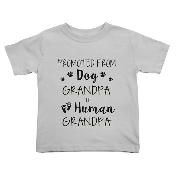 Pregnancy Announcement:Promoted From Dog Grandpa To Human Grandpas Cute Toddler Tshirts for Boys Girls (Gray, 5/6T)