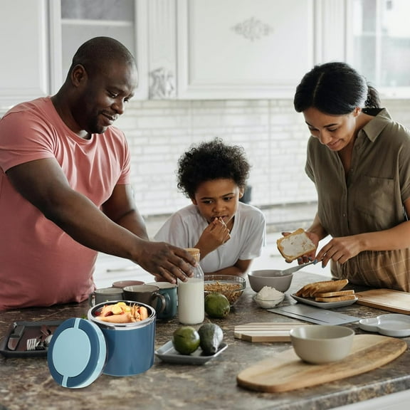 Insulated Food Jar，Stainless Steel Vacuum Insulated Food，Wide Mouth Leakproof Buckle Lid for Cold Hot Food Wide Mouth Stainless Steel Vacuum Lunch Box Portable Bento Box Lunch Containers Blue