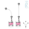 thumbnail image 1 of Pregnancy Belly Rings Bioflex Surgical Steel Pregnant Navel Naval Baby Stroller - Pink, 1 of 3