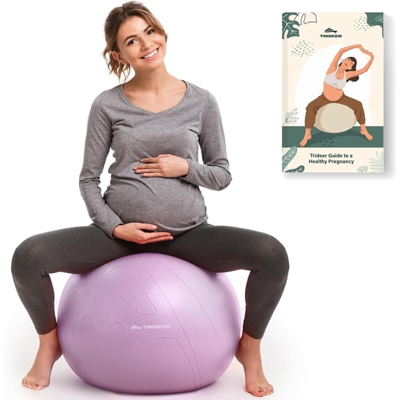 Pregnancy Birthing Ball, 1.7mm Extra Thick Yoga Ball for Maternity, Labor, Physio, Recovery, Exercise Guide & Daily Comfort Tips for All Trimesters, 1000LB Anti-Burst Non-Slip Stability Ball