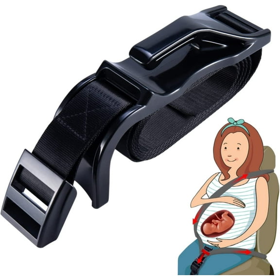 Pregnancy Buffer Adjuster - Seat Bump Strap for Pregnant Women Protect Belly - Prevent Compression of Abdomen - A Must Have Maternity Seat Cover Adjuster for Expectant (Black)