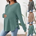 thumbnail image 1 of Pregnancy Clothes Maternity Solid Long Sleeve Women'S Maternity Long Sleeve Crew Neck Ribbed Sweater With Side Buttons Gray S, 1 of 8