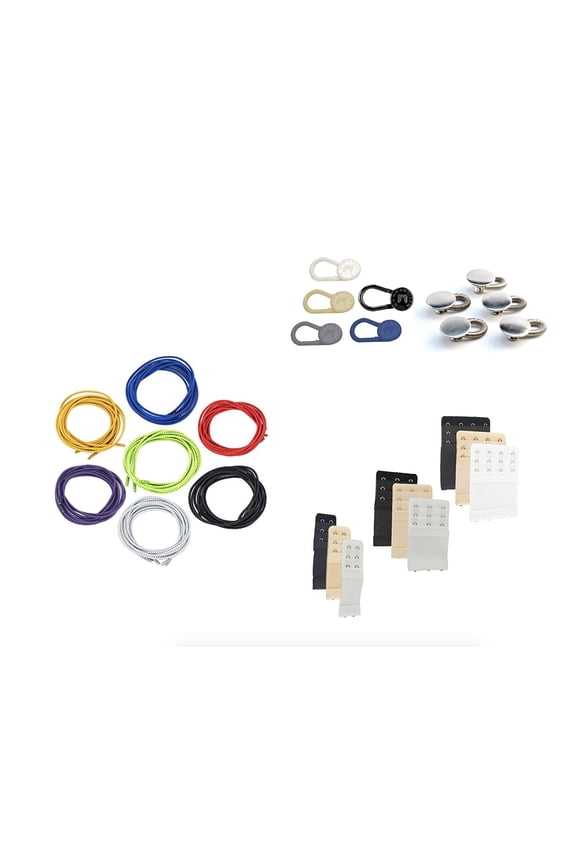 Pregnancy Comfort 26-Pack - Bra Band Stretch Extender, Silicone & Spring Button Pant Extenders, Elastic Shoelaces - Immediate Curve-Hugging Stretch - Saves Money on Bras, Pants & Shoes