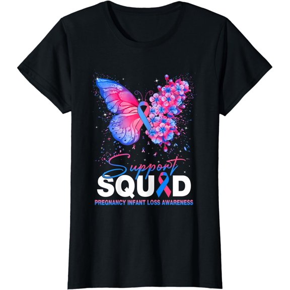 Pregnancy Infant Loss Awareness Support Squad Butterfly T-Shirt