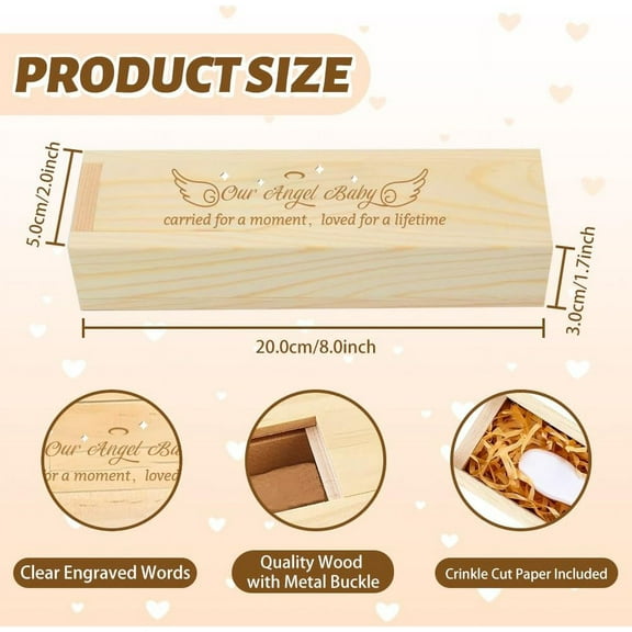 Pregnancy Keepsake Box - Wings&Stars Pattern - Surprise Wooden Announcement Box for Grandparents