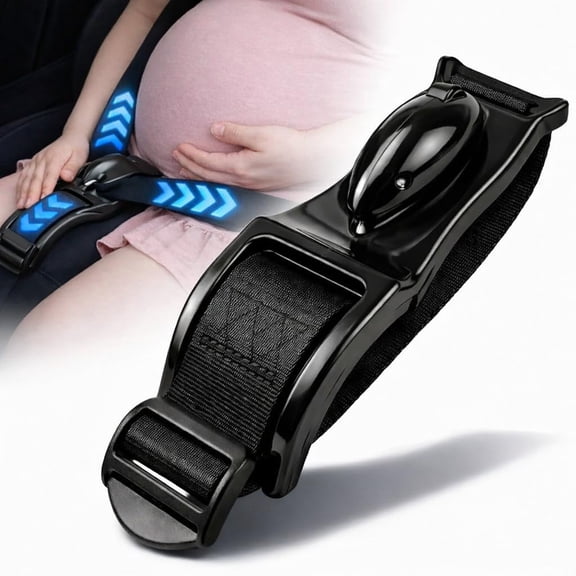 Pregnancy Lap Belt Comfort Strap for Car, Designed to Help Keep Lap Portion Lower on Hips for Comfort, Tool-Free Wrap-On Seat Strap, Low-Profile Green (Black)