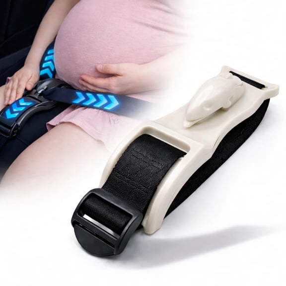 Pregnancy Lap Belt Comfort Strap for Car, Designed to Help Keep Lap Portion Lower on Hips for Comfort, Tool-Free Wrap-On Seat Strap, Low-Profile Green (White)