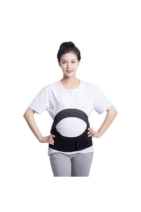 Pregnancy Maternity Tummy Belly Support Band Belt, Waist/Back/Abdomen Band, Belly Brace (Black, Large)