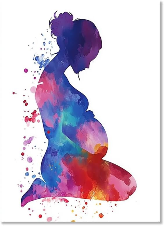 Pregnancy Painting Print Pregnant Woman Watercolor Poster Medical Art ...