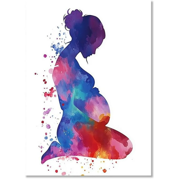 Pregnancy Painting Print Pregnant Woman Watercolor Poster Medical Art Gynecology Obstetrician Midwifery print Obstetrics OBGYN Wall Art Decor (20 x28inch=(50 x70 cm),Unframed)