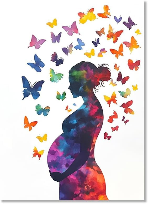 Pregnancy Painting Print Pregnant Woman Watercolor Poster Medical Art ...