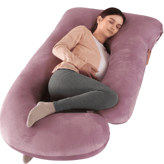 Pregnancy Pillow,57 inches U Shaped Maternity Pillow with Removable Cover Full Body Pillow Support for Back, HIPS, Legs, Belly (Cameo)