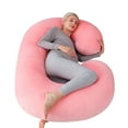 thumbnail image 1 of Pregnancy Pillow, C Shaped Full Body 57 Inch Maternity Pillow with Removable Washable Cover - Sleep Support for Legs, Back, Neck, Shoulder, HIPS, Belly for Pregnent Women, Pink, 1 of 9