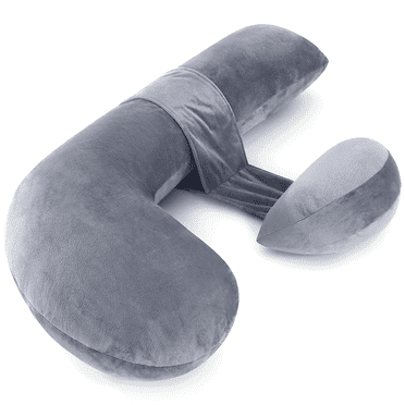 Pregnancy Pillows for Sleeping, Maternity Pillow for Pregnant Women, F-Shaped Pregnancy Body Pillow with Adjustable Wedge, Full Body Support for Back, Legs, Belly, HIPS, Velvet Cover (Grey)