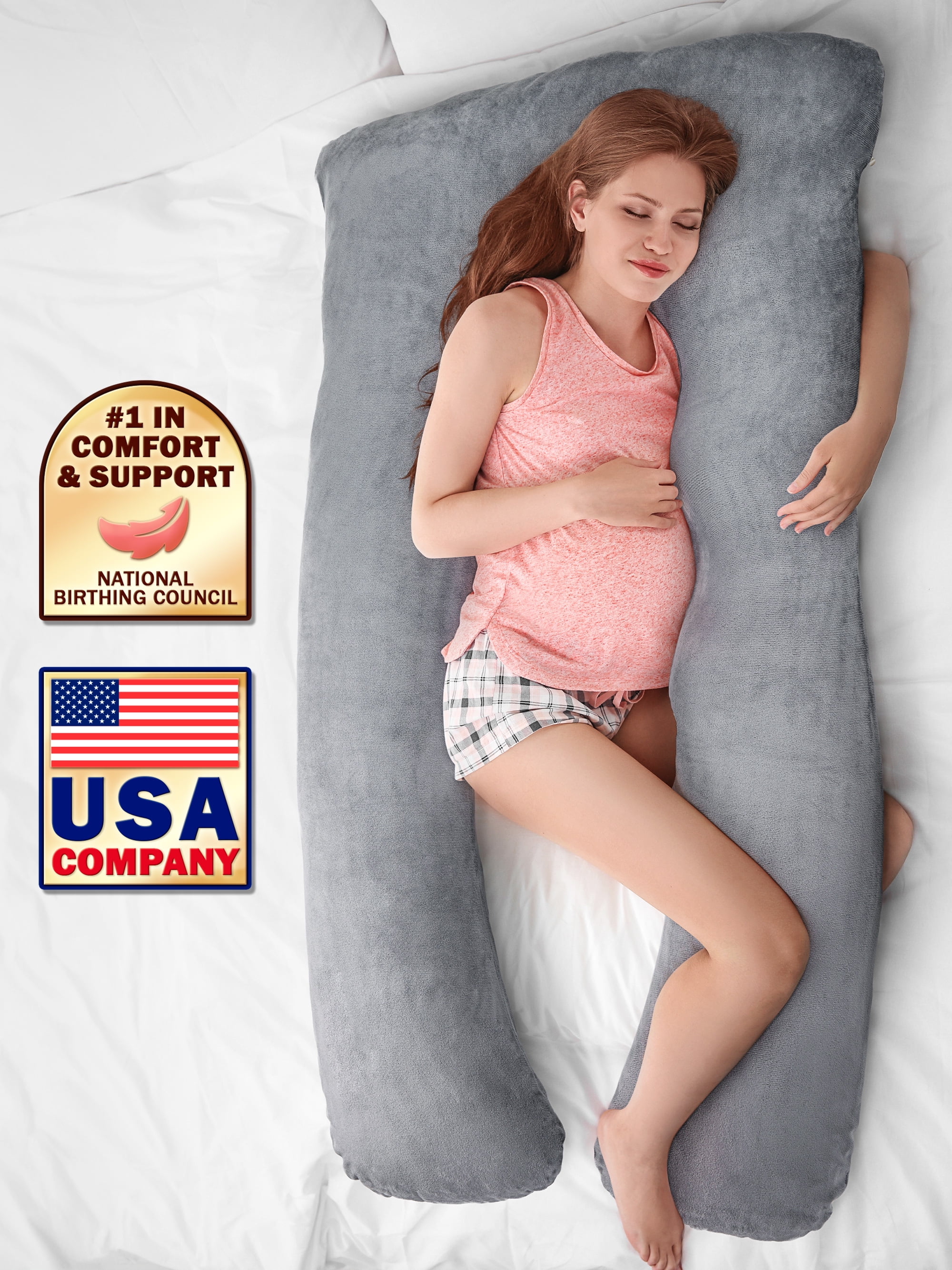 AngQi Full Body Pregnancy Pillow, 55-inch U Shaped Maternity Pillow for Back  Pain Relief and Pregnant Women, with Body Pillow Jersey Cover, Gray 