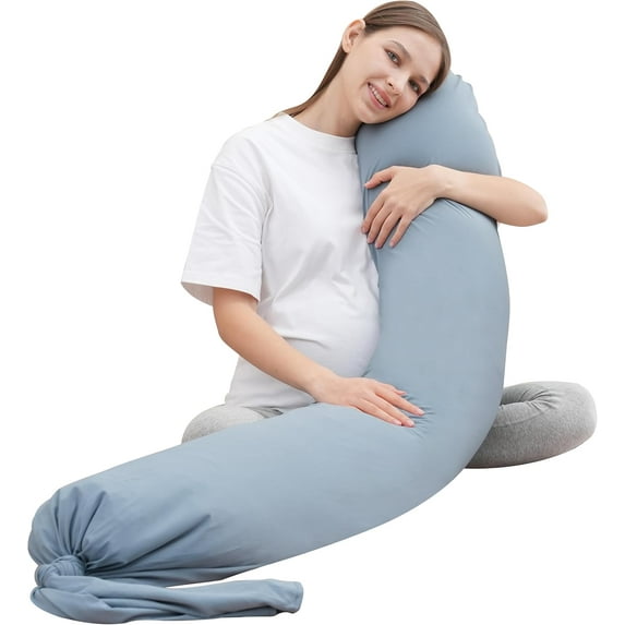 Pregnancy Pillow - Incredibly Smooth and Soft Cooling Cover I Shaped Full Body Maternity with Removable Support for Side, Back, Legs, Belly, HIPS Grey